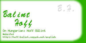 balint hoff business card